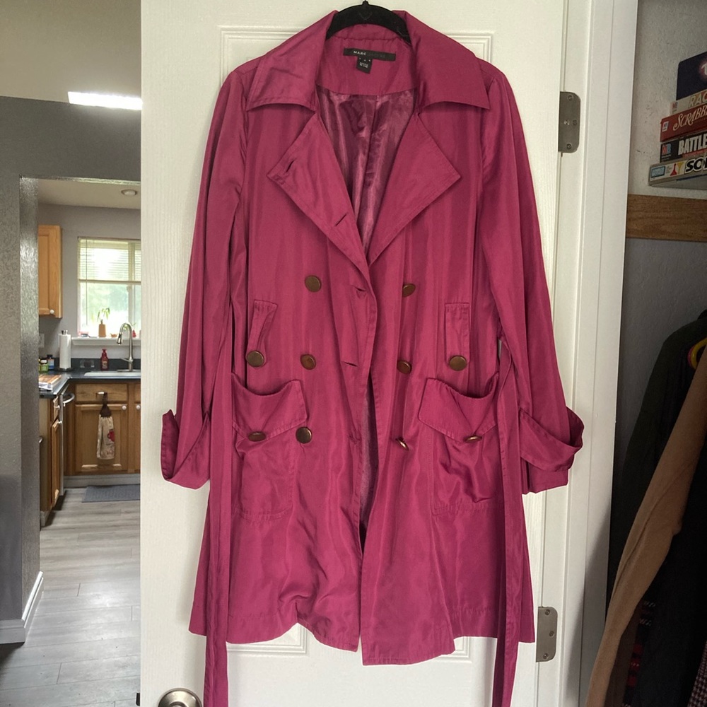 MARC JACOBS Burberry Look Jacket Coat Trench Size 4 AUTHENTIC in Fuschia
